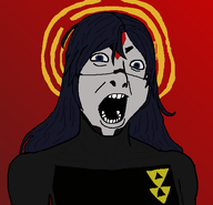 black_hair blue_eyes chestplate falke female grey_skin halo lapel_pin no_glasses red_background robot signalis subvariant:female_cobson variant:cobson woman // 543x522 // 26.8KB