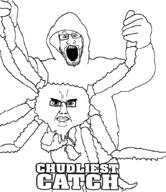 2soyjaks angry closed_mouth crab deadliest_catch glasses open_mouth soyjak stubble subvariant:chudjak_front text variant:chudjak variant:crabjak variant:markiplier_soyjak // 773x892 // 37.1KB