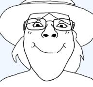 clothes eyelashes female femjak glasses hair hat looking_at_you series:foidjaks smile soyjak subvariant:bridget template variant:bernd // 1200x1125 // 107.7KB