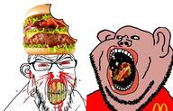 amerimutt angry eating hamburger mcdonalds open_mouth subvariant:impish_amerimutt variant:feraljak variant:impish_soyak_ears // 1438x918 // 169.3KB