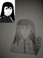 artist:autonomousrepublicofgem black_hair david_bowie drawing eyes headphones music nose phone subvariant:ancapgerontopooner subvariant:commiepedotroon subvariant:female_kuz track_suit variant:kuzjak woman // 957x1280 // 1.1MB