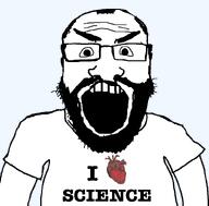 beard clothes glasses i_love open_mouth science soyjak subvariant:science_lover template text variant:markiplier_soyjak white_shirt white_skin // 800x789 // 41.5KB