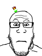 bald flower glasses looking_at_you object_on_head plant red_flower stubble subvariant:neutralplier variant:markiplier_soyjak // 500x667 // 108.0KB
