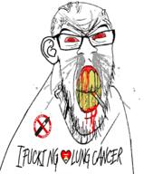 angry bad_teeth blood bloodshot_eyes cigarette clenched_teeth clothes cracked_teeth ear fuck glasses heart i_heart i_love marlboro no_symbol nosebleed smoke smoking subvariant:feralrage text vape variant:feraljak vein yellow_teeth // 1241x1500 // 423.7KB