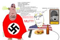 3soyjaks alcohol angry beer bloodshot_eyes blue_eyes bottle brown_skin ear flag food fries gas goyslop hamburger hohol judaism m1_helmet mutt nazism picture plate remote rent_free russia smell smile soldier subvariant:blobson subvariant:hornyson subvariant:nucob swastika table text ukraine united_states variant:cobson wordswordswords yellow_hair yellow_teeth zog // 1934x1300 // 579.8KB