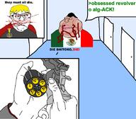 angry antialiased award bleed blood bloodshot_eyes bullet bullets fillable finger fingernail fingernails fingers frown grey_shirt gun hand low_quality medal meximutt mutt nails nate red_shirt revolver room satoko satoko_houjou(namefag) satoko_houjou_fan shitoko soybooru soyjak_party speech_bubble text text_box trace traced tracefag tracing variant:meximutt variant:soyak yellow_hair // 849x741 // 60.7KB