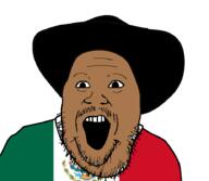 brown_skin clothes country ethan_ralph flag hat mexico mustache open_mouth soyjak stubble variant:ralphjak // 921x800 // 128.1KB