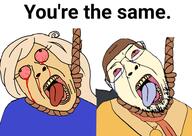 BAMBI_LOST ZELLIG_LOST anti_ongezellig bloodshot_eyes bulging_eyes coco_(ongezellig) crying dave_(moldygh) dave_and_bambi dead hanging ongezellig rope variant:bernd you're_the_same // 960x682 // 245.7KB