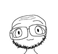 art bald big_eyes glasses no_nose smile soyjak stubble variant:unknown white_background wrinkles // 613x578 // 13.5KB