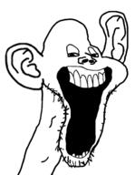 deformed ear laughing open_mouth soyjak stubble subvariant:splicejak template variant:impish_soyak_ears // 485x627 // 59.3KB