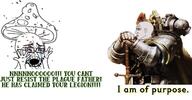 adeptus_astartes armor bloodshot_eyes chaos crying daemon mushroom nathaniel_garro nurgle space_marines sword variant:cryboy_soyjak warhammer // 2049x1068 // 169.1KB