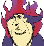 angry animal badger fire frowning hisui hisuian_typhlosion pokemon pokémon_legends:_arceus punisher_face purple_fur red_eyes soyjak stubble typhlosion variant:impish_soyak_ears // 676x707 // 227.6KB