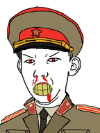 aliased angry blood blood_from_mouth clenched_teeth clothes collar_tabs collared_shirt communism ear epaulettes hammer_and_sickle hand hat hat_ornament kgb kuz military_hat military_uniform necktie nosebleed red_eyes remastered rotten_teeth soviet_army_uniform soyjak star star_(symbol) star_hat_ornament uniform variant:kuzjak white_skin yellow_teeth // 810x1080 // 32.6KB