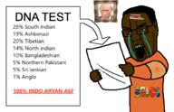 angry arm black_skin brics chud crying dna_test glasses hand hindu hinduism hindutva india indo-aryan monkey_putin pajeet paper picture red_text seething subhuman swastika teeth text variant:chudjak vladimir_putin // 665x428 // 84.5KB