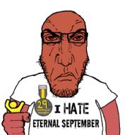 aol arm badge closed_mouth clothes fist glasses hand i_hate merge oldfag punisher_face red_skin soyjak stubble subvariant:science_lover text tshirt usenet variant:markiplier_soyjak // 940x1000 // 208.3KB