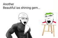 2soyjaks 4chan anime clothes gem gigachad glasses green_hair hair ias nas:gigachad open_mouth painting soyjak stubble text variant:cobson variant:soyak yotsoyba // 1643x1080 // 396.9KB
