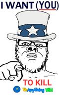 (you) closed_mouth clothes flag glasses hand hat pointing pointing_at_viewer poster propaganda raid soyjak stubble text top_hat unanything_wiki uncle_sam united_states variant:a24_slowburn_soyjak // 500x808 // 131.7KB