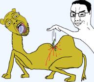 animal arm blood camel full_body fur glasses hair hooves open_mouth smug straw stubble tail teeth tongue variant:bernd variant:chudjak // 1011x890 // 103.2KB