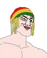 beanie blond chud chudcel dreads flag:rastafari gigachad marijuana rasta rastafari reggae variant:chudjak weed white // 832x1024 // 175.6KB