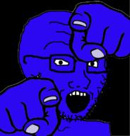 blue_skin glasses hand pointing pointing_at_viewer soyjak stubble variant:soyak // 760x792 // 80.9KB