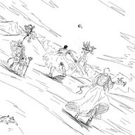 armor artist:sleep_chvd bow_(weapon) dragon drawing fantasy frog horn mountain mymy pepe plier_(soyjak_party) qa_(soyjak_party) raid_(soyjak_party) staff swastika sword variant:chudjak variant:cobson variant:impish_soyak_ears variant:unknown warrior // 1488x1488 // 754.8KB
