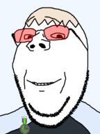 closed_mouth mark red_hair smile soyjak_blog subvariant:wholesome_soyjak tinted_glasses variant:gapejak // 600x800 // 46.8KB