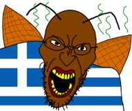 cockroach flag:greece gayreece greece greekroach roach stink_lines variant:angry_soyjak wing // 1802x1509 // 377.5KB