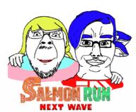 2soyjaks chud_troon_alliance closed_mouth friendship glasses hand inkling mustache nintendo product salmon smile soyjak splatoon stubble tranny variant:bernd variant:chudjak video_game // 834x692 // 374.3KB