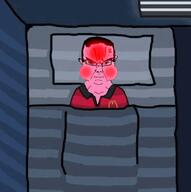 anger_mark angry bed bloodshot_eyes blush closed_mouth clothes crying glasses hair lying mcdonalds pink_skin soyjak subvariant:chudjak_front variant:chudjak wagie // 588x590 // 147.3KB