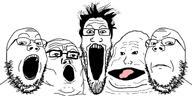 5soyjaks angry glasses hair open_mouth soyjak soyjak_quintet stubble template tongue variant:et variant:gapejak variant:jabba_soyjak variant:markiplier_soyjak variant:tony_soprano_soyjak varivariant:gapejak // 2000x1000 // 489.4KB