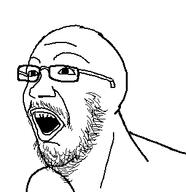 glasses mustache open_mouth soyjak stubble variant:unknown // 303x312 // 8.1KB