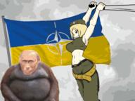 animated arm azov_battalion bloodshot_eyes clothes country crying dead flag glasses hair hanging jacket judaism leg monkey_putin mustache oink open_mouth rope russo_ukrainian_war soyjak stubble thumbnail_bait tongue ukraine variant:bernd vladimir_putin // 400x300 // 3.7MB