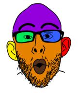 ear glasses open_mouth soyjak stubble trend:colorjak variant:nojak // 443x523 // 20.4KB