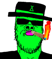 black_shirt chood choodism cigar cult_of_chood glasses green_skin meta:the_fact_that_this_wasn't_posted_here_before_is_fucking_astonishing pink_lips smoke sunglasses thrembo variant:a24_slowburn_soyjak // 454x520 // 12.8KB