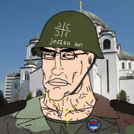 army army_of_republika_srpska blue_eyes bosnian_war brown_hair camouflage christian_cross christian_identity christianity cyrillic_text eastern_orthodox flag:republika_srpska ginger_hair glasses hair helmet irl_background m81 m89 orthodox orthodox_christian orthodox_church orthodox_cross orthodoxy republika republika_srpska serb serbia serbian serbian_cross soldier soyjak subvariant:perceptive_chud text variant:chudjak vrs white_skin woodland yugoslav yugoslav_war yugoslavian // 2000x2000 // 569.3KB