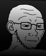 closed_mouth dark disappointed ear glasses soyjak stubble variant:soyak // 644x800 // 324.3KB