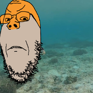 angry animal fish glasses irl_background orange_skin sea soyjak stubble variant:gapejak water // 680x850 // 381.2KB