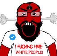 bbc beard i_hate open_mouth racism red_skin steam text twitter variant:markiplier_soyjak // 800x789 // 250.2KB