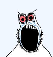 angry bloodshot_eyes crying eyebrows open_mouth poopson soyjak stubble variant:rarejak // 600x650 // 16.3KB