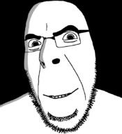 black_background glasses ominous shadow smile soyjak stubble variant:cobson // 775x849 // 55.9KB