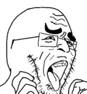 glasses hand open_mouth soyjak stubble tongue variant:unknown // 235x255 // 15.0KB