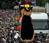 angry bloodshot_eyes clothes country crying flag glasses hair hezbollah islam lebanon open_mouth palestine protestors shitskin streched_mouth stubble syria turban unibrow variant:cryboy_soyjak yellow_teeth // 756x674 // 546.5KB