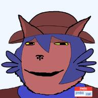 animal anthro artist:jimbo boots cat cat_(namefag) cat_ear catter_(namefag) closed_mouth full_body glasses grin hello_my_name_is_(sticker) jimbo_(namefag) meta:namefags niko_(oneshot) purple_hair robe scarf series:animaljaks smile subvariant:impish_meowjak subvariant:massjak subvariant:massmeowjak subvariant:wholesome_soyjak tan_skin transparent_background variant:gapejak video_game yellow_sclera // 600x600 // 69.7KB