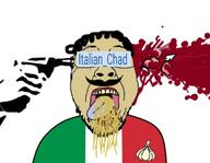 blood bone brain curly_hair eyebrows flag flag:italy garlic glasses gun gunshot hair hand italian_chad(namefag) italy murder mustache namefags nose open_mouth shitalian_"chad" shitaly soybooru soyjak spaghetti stubble teeth tongue variant:bernd violence white_skin // 566x440 // 84.0KB