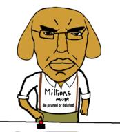 angry arm button closed_mouth clothes dog glasses hand janny millions_must_die soyjak subvariant:chudjak_front subvariant:pol_face suspenders variant:chudjak // 615x680 // 79.1KB