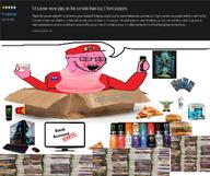 arm baby_yoda bank blood bloodshot_eyes box can cardboard clothes consoomer crying discord energy_drink food funko_pop gamestop gaming_console glasses goyslop hamburger hand hat holding_object mario mario_hat monster_energy nintendo open_mouth pc pink_skin pizza pokemon rick_and_morty scalper screen soyjak special_boy squirtle star_wars starbucks stubble text variant:soyak video_game xbox yoda // 1280x1075 // 262.6KB