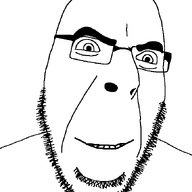 animated glasses open_mouth smile soyjak stubble variant:cobson // 676x707 // 39.3KB