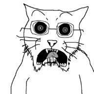 animal cat glasses mei_mei open_mouth scared stubble subvariant:doctos tole tole_tole_cat variant:catjak_(alternate) // 870x871 // 76.2KB