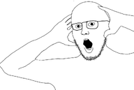 arm bald gaping_mouth glasses horror lips open_mouth shocked shoulder soyjak stubble stupid surprised teeth template variant:wendijak wendigoon wide_eyes youtube // 1044x700 // 106.2KB