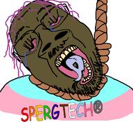 bloodshot_eyes brown_skin crying get open_mouth rope soyjak spergtech suicide tongue trend:slopjak variant:bernd // 768x719 // 99.4KB